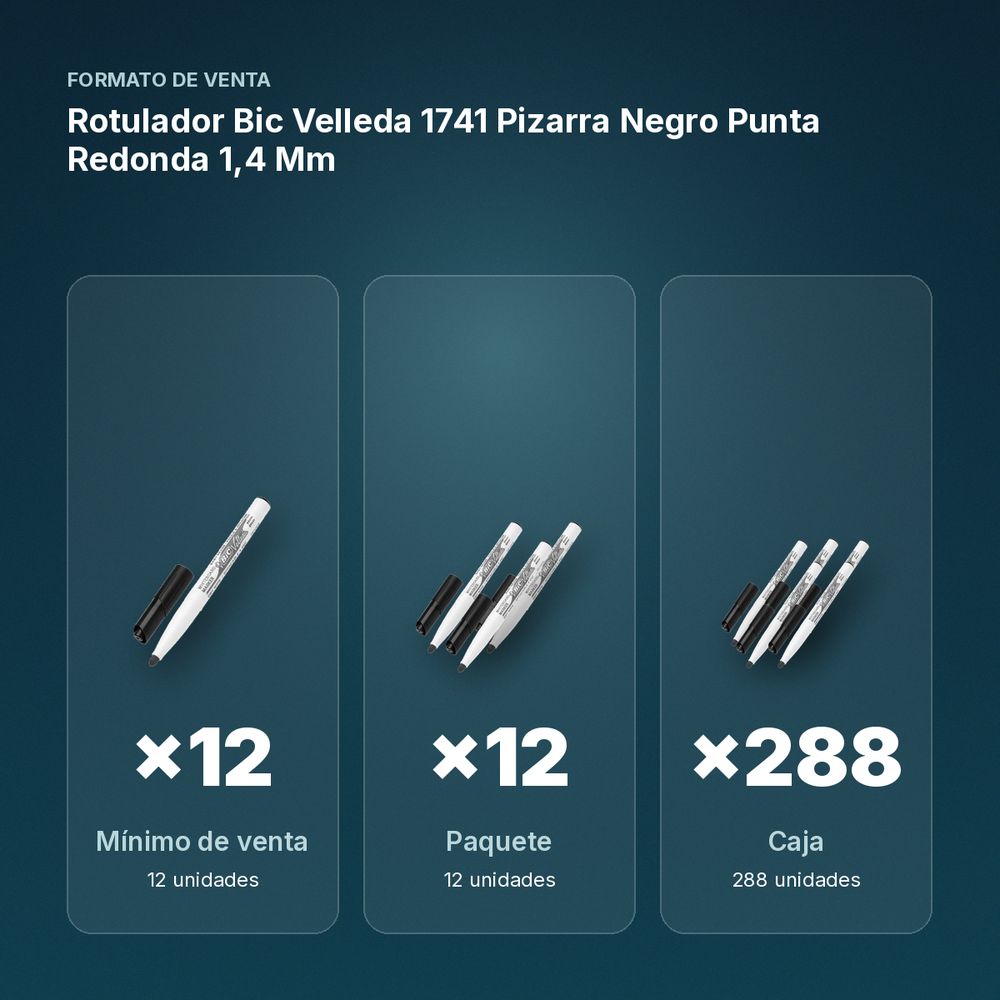 ROTULADOR BIC VELLEDA 1741 PIZARRA NEGRO PUNTA REDONDA 1,4 MM - formato de venta: paquete de 12, caja de 288