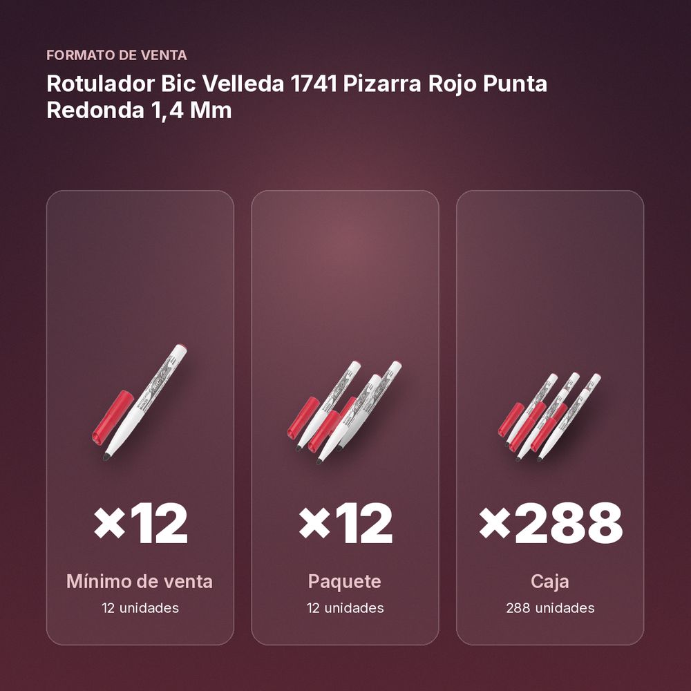 ROTULADOR BIC VELLEDA 1741 PIZARRA ROJO PUNTA REDONDA 1,4 MM - formato de venta: paquete de 12, caja de 288