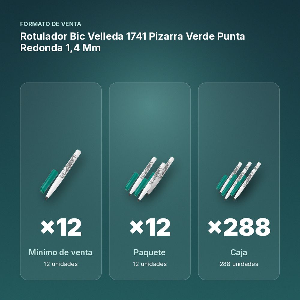 ROTULADOR BIC VELLEDA 1741 PIZARRA VERDE PUNTA REDONDA 1,4 MM - formato de venta: paquete de 12, caja de 288