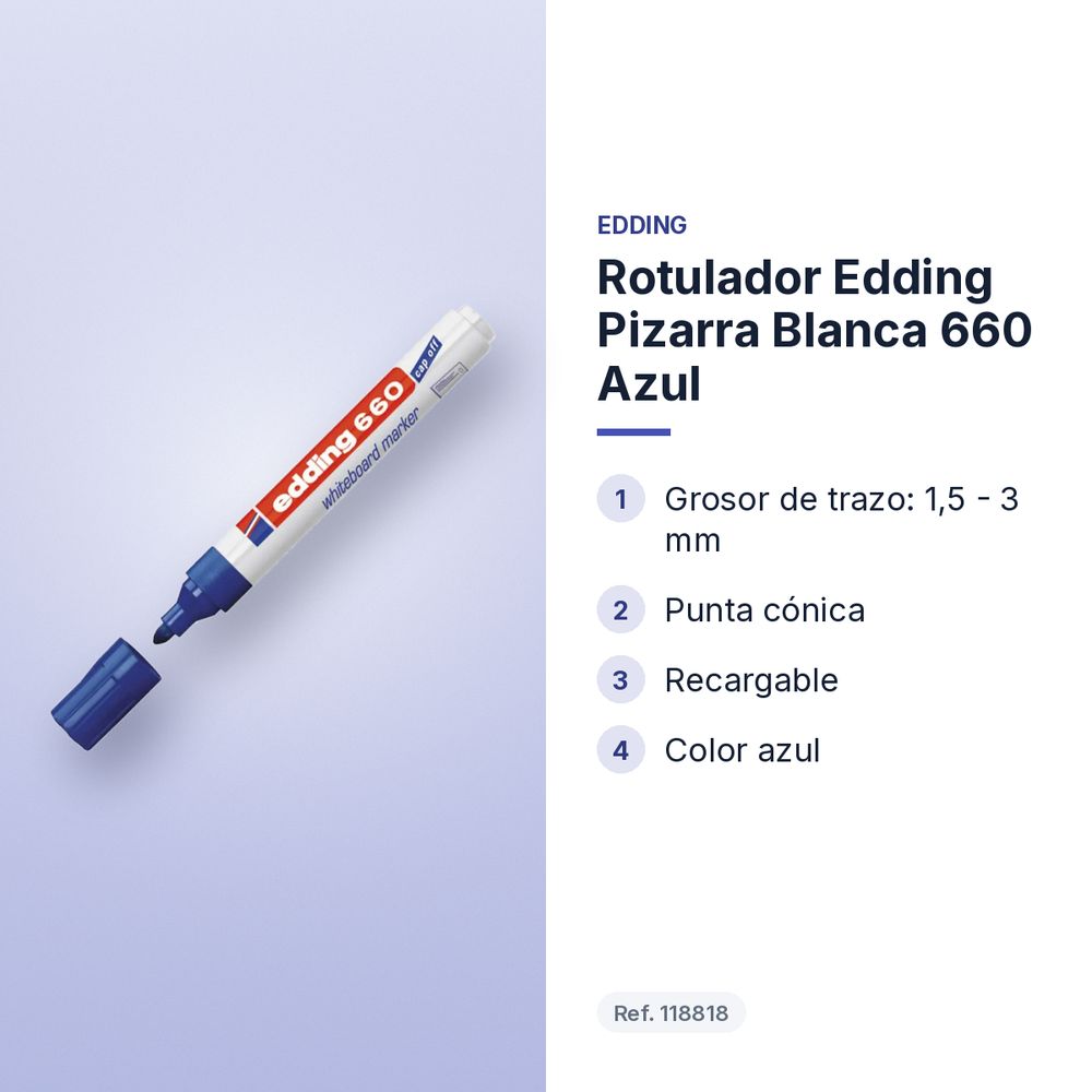 ROTULADOR EDDING PIZARRA BLANCA 660 AZUL - características principales