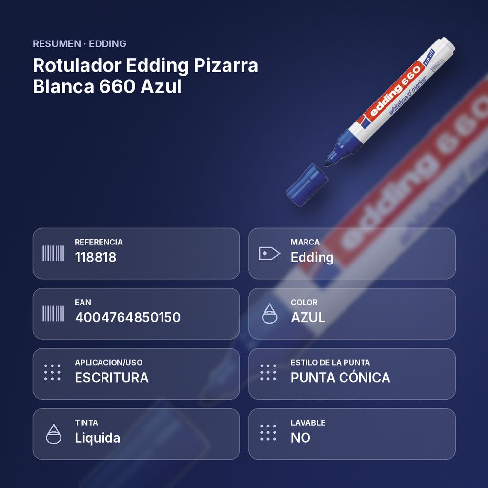 ROTULADOR EDDING PIZARRA BLANCA 660 AZUL - resumen de atributos
