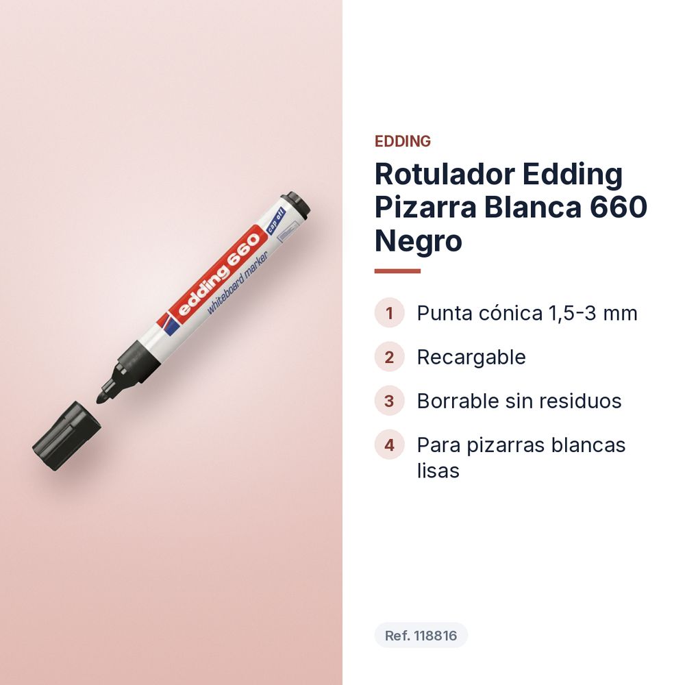 ROTULADOR EDDING PIZARRA BLANCA 660 NEGRO - características principales