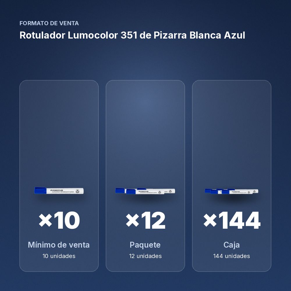 ROTULADOR LUMOCOLOR 351 DE PIZARRA BLANCA AZUL - formato de venta: paquete de 12, caja de 144