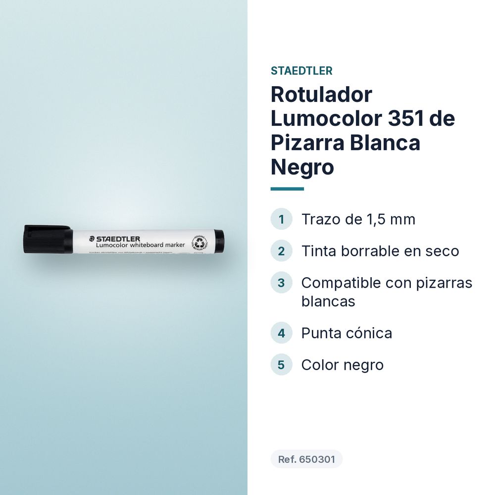 ROTULADOR LUMOCOLOR 351 DE PIZARRA BLANCA NEGRO - características principales