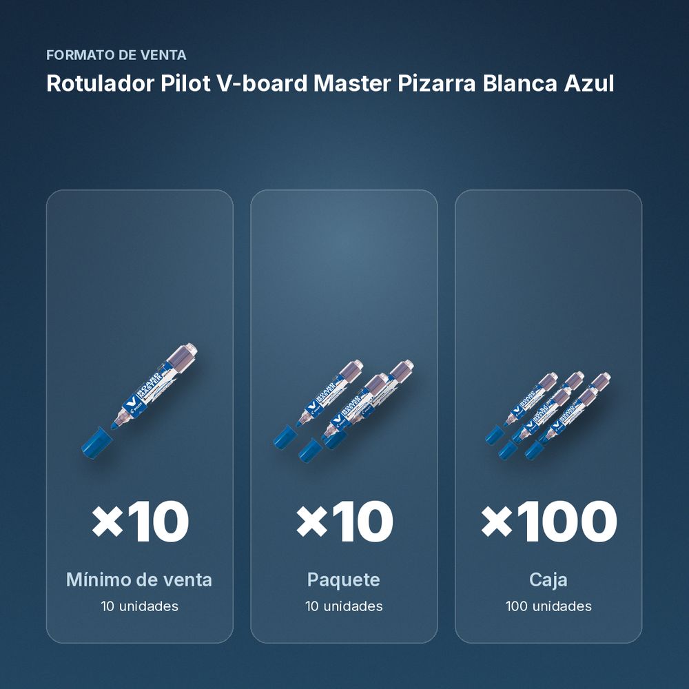 ROTULADOR PILOT V-BOARD MASTER PIZARRA BLANCA  AZUL - formato de venta: paquete de 10, caja de 100