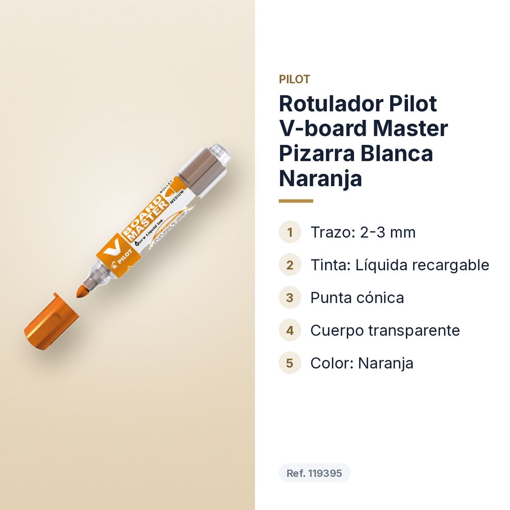 ROTULADOR PILOT V-BOARD MASTER PIZARRA BLANCA  NARANJA - características principales