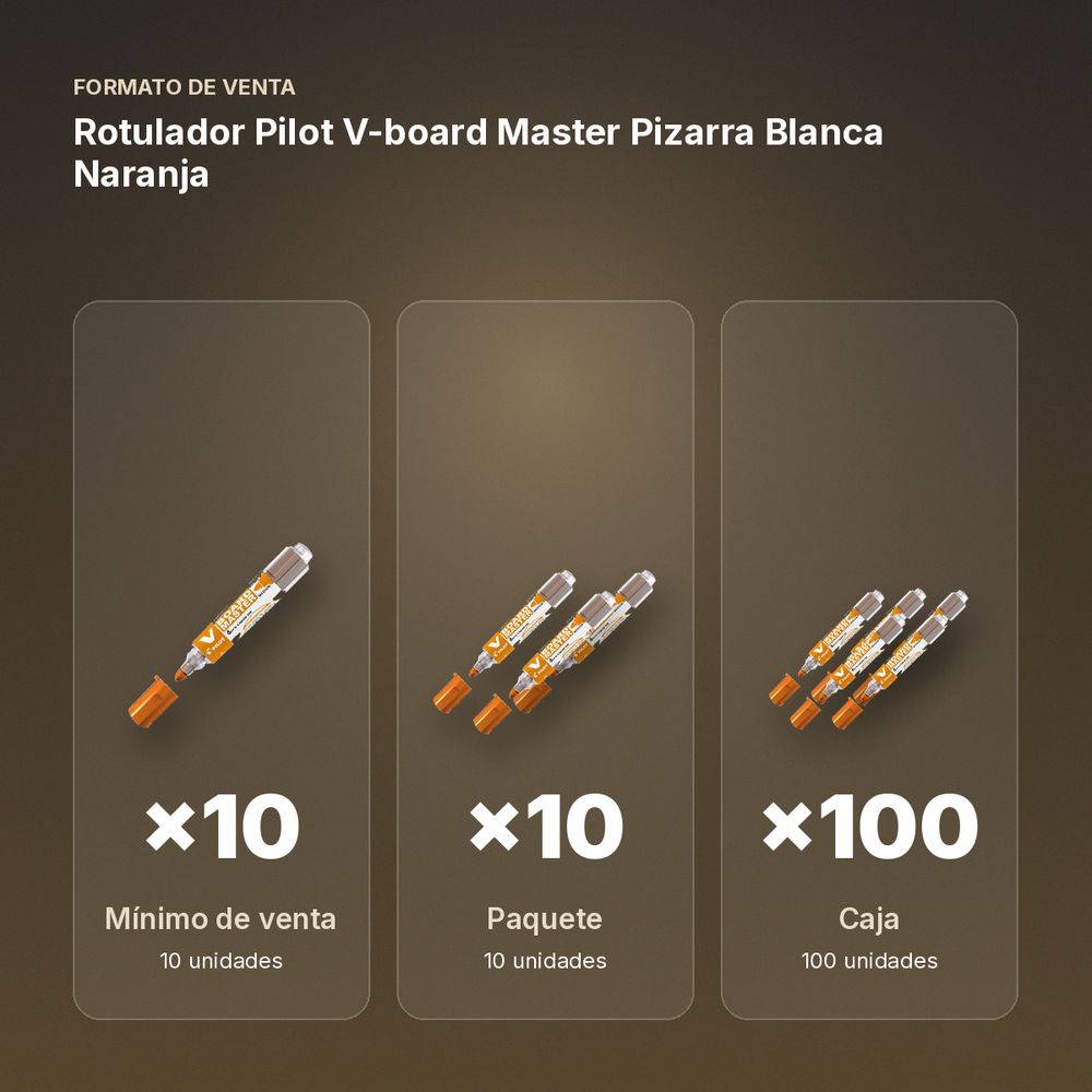 ROTULADOR PILOT V-BOARD MASTER PIZARRA BLANCA  NARANJA - formato de venta: paquete de 10, caja de 100