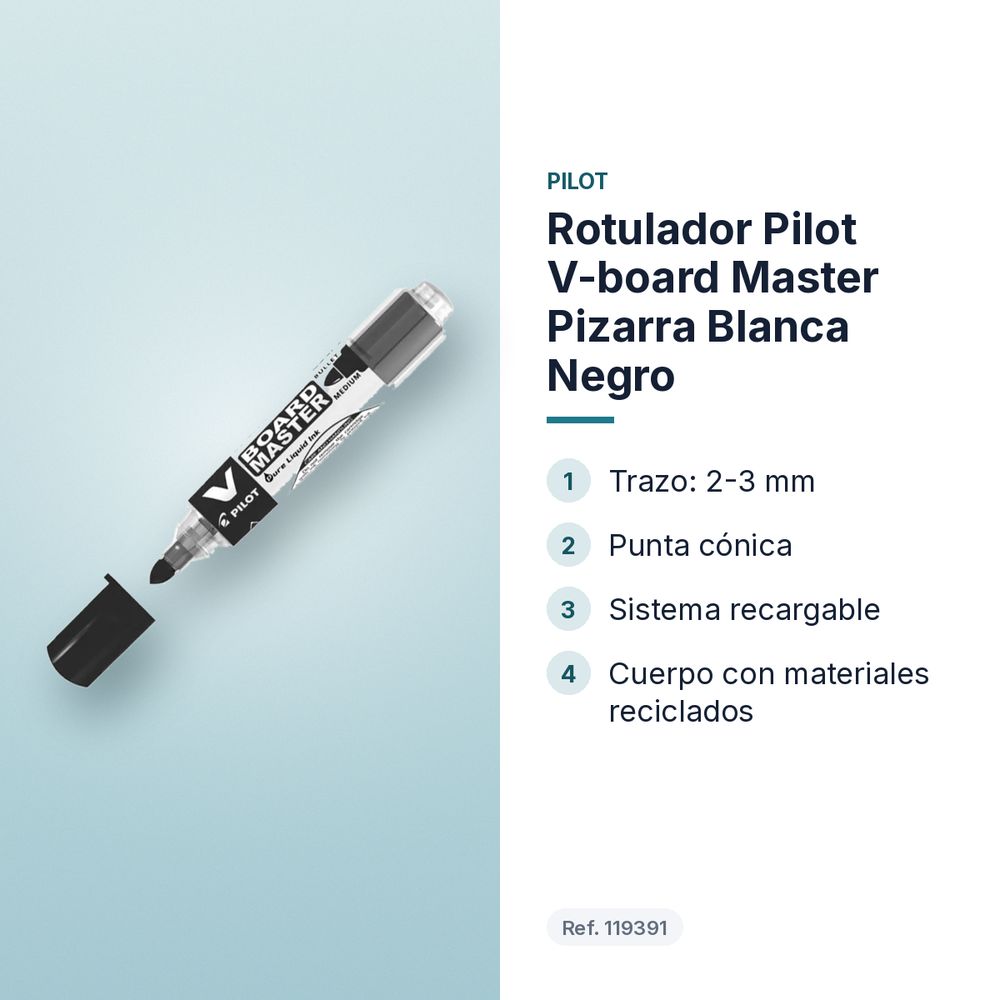 ROTULADOR PILOT V-BOARD MASTER PIZARRA BLANCA  NEGRO - características principales