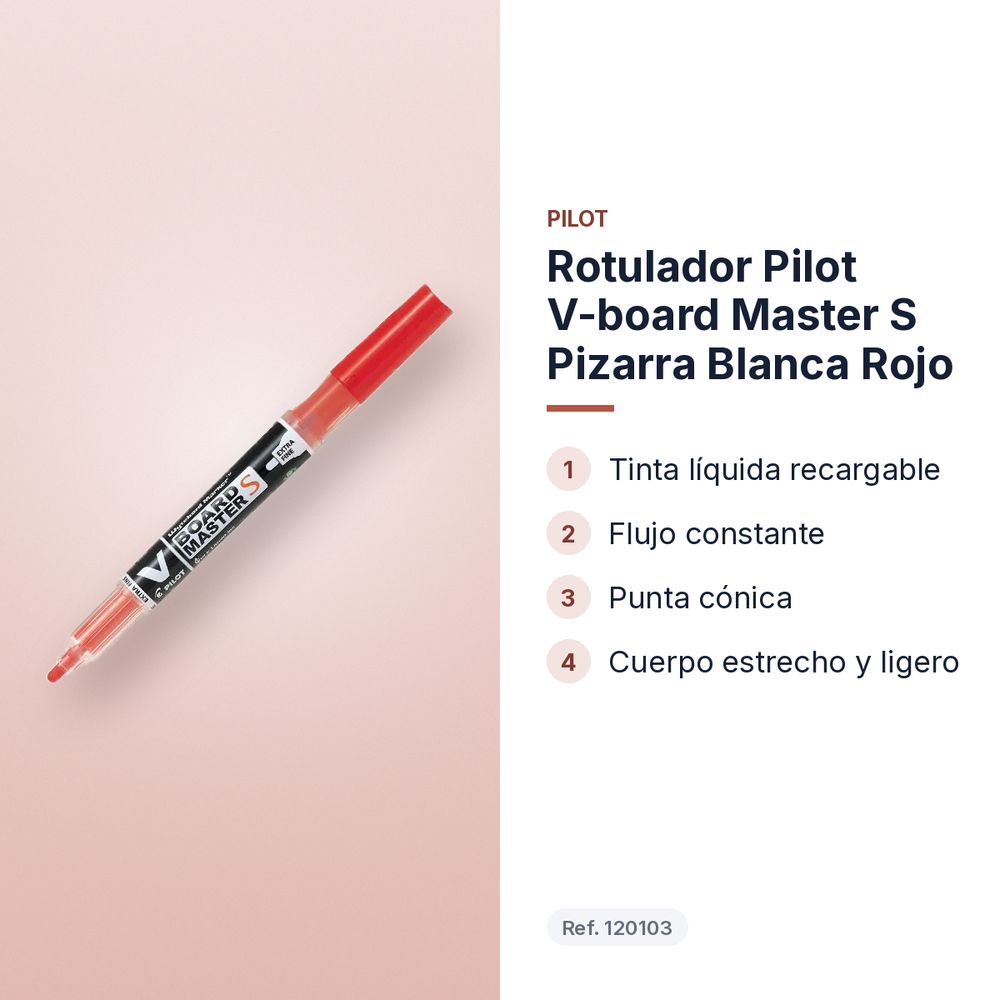 ROTULADOR PILOT V-BOARD MASTER S PIZARRA BLANCA ROJO - características principales