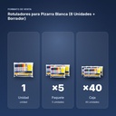 ROTULADORES PARA PIZARRA BLANCA (8 UNIDADES + BORRADOR) - formato de venta: paquete de 5, caja de 40