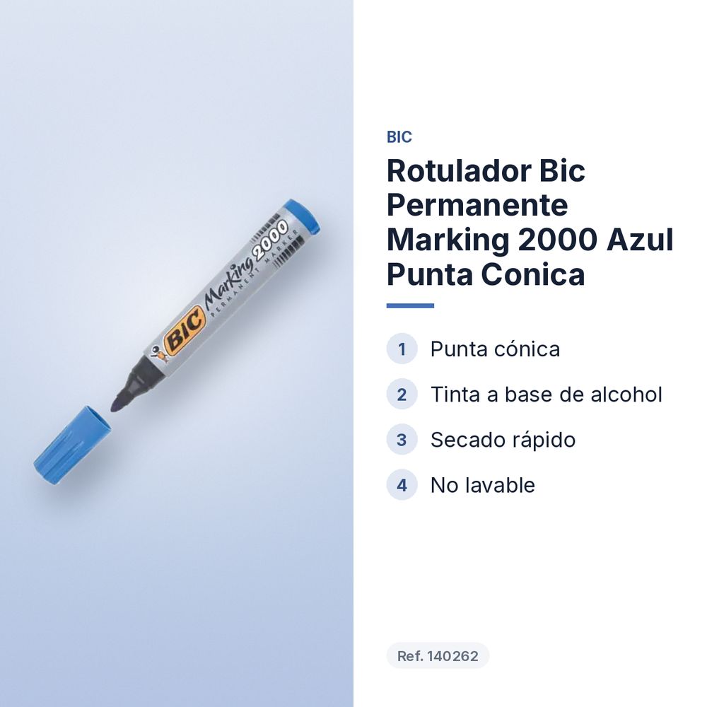ROTULADOR BIC PERMANENTE MARKING 2000 AZUL PUNTA CONICA - características principales