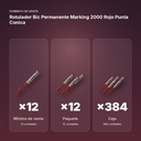 ROTULADOR BIC PERMANENTE MARKING 2000 ROJO PUNTA CONICA - formato de venta: paquete de 12, caja de 384