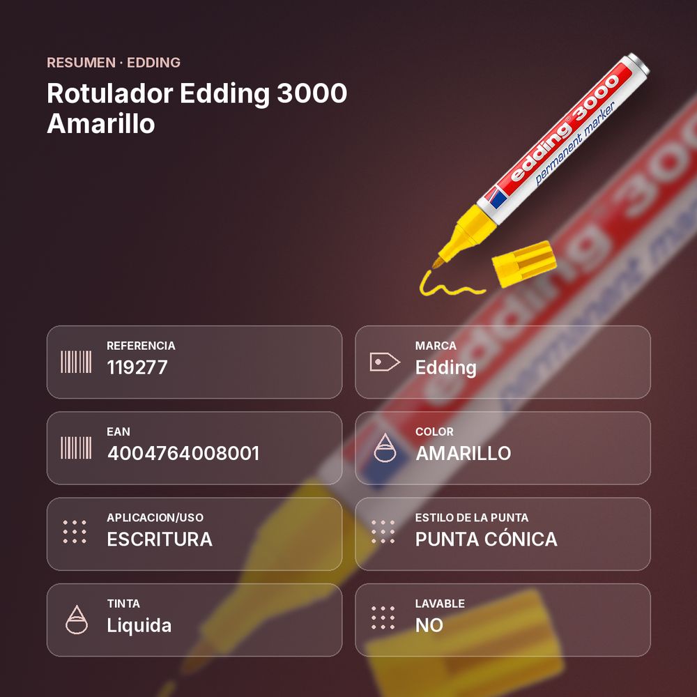 ROTULADOR EDDING 3000 AMARILLO - resumen de atributos