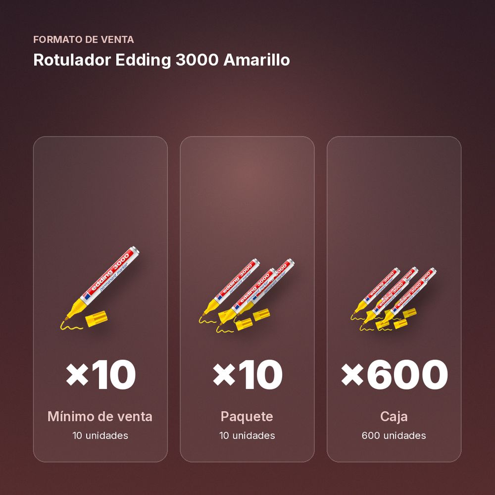 ROTULADOR EDDING 3000 AMARILLO - formato de venta: paquete de 10, caja de 600