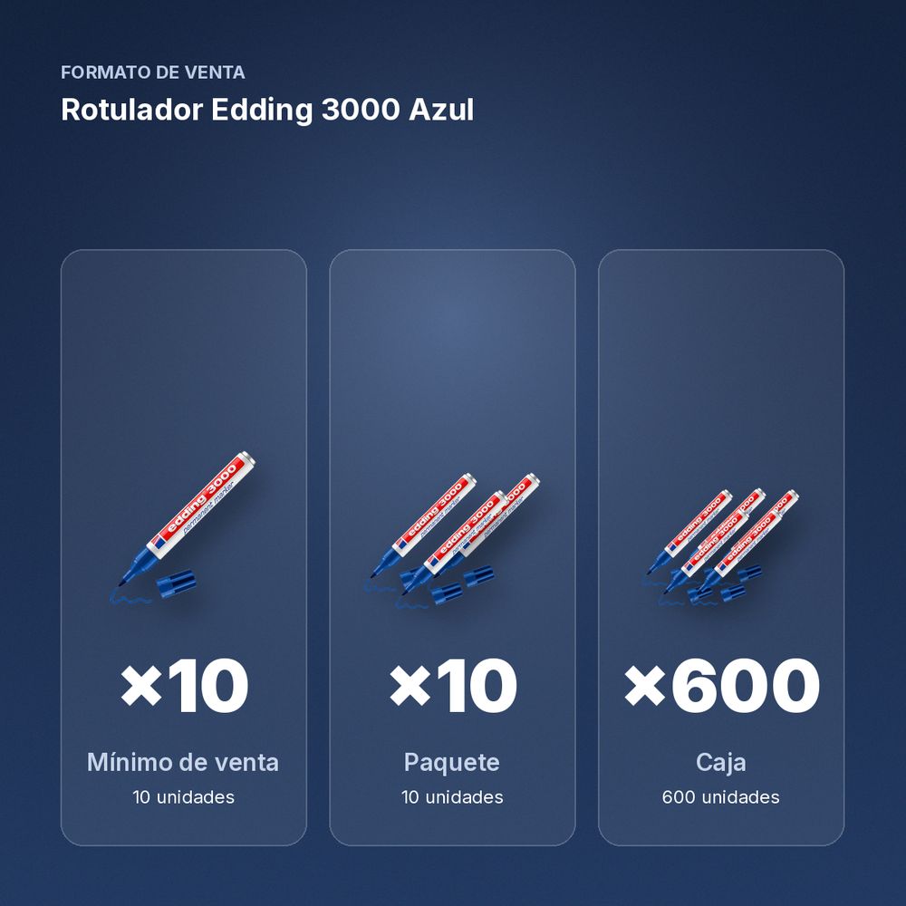 ROTULADOR EDDING 3000 AZUL - formato de venta: paquete de 10, caja de 600