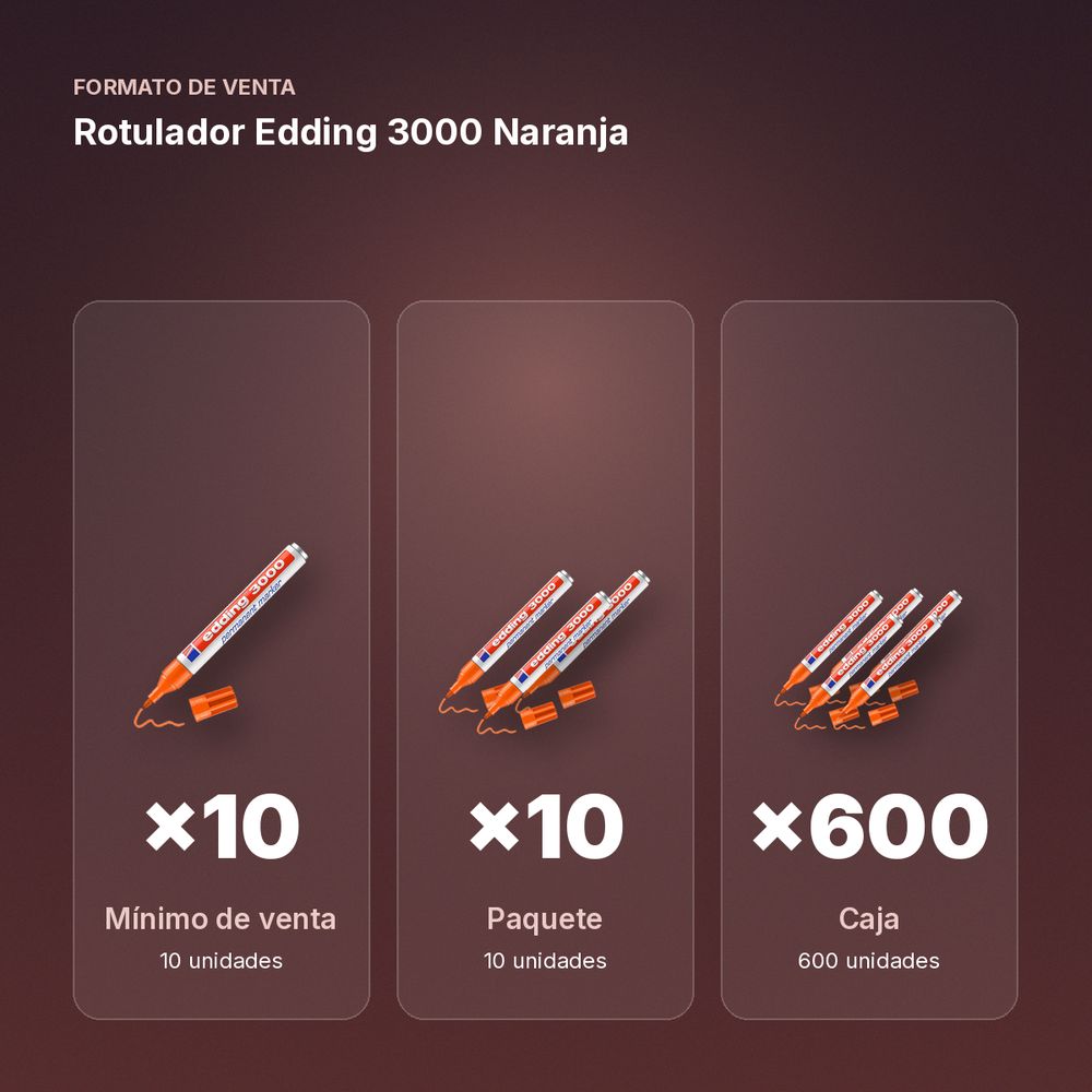 ROTULADOR EDDING 3000 NARANJA - formato de venta: paquete de 10, caja de 600