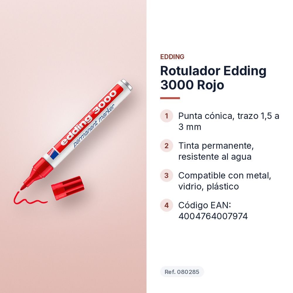 ROTULADOR EDDING 3000 ROJO - características principales