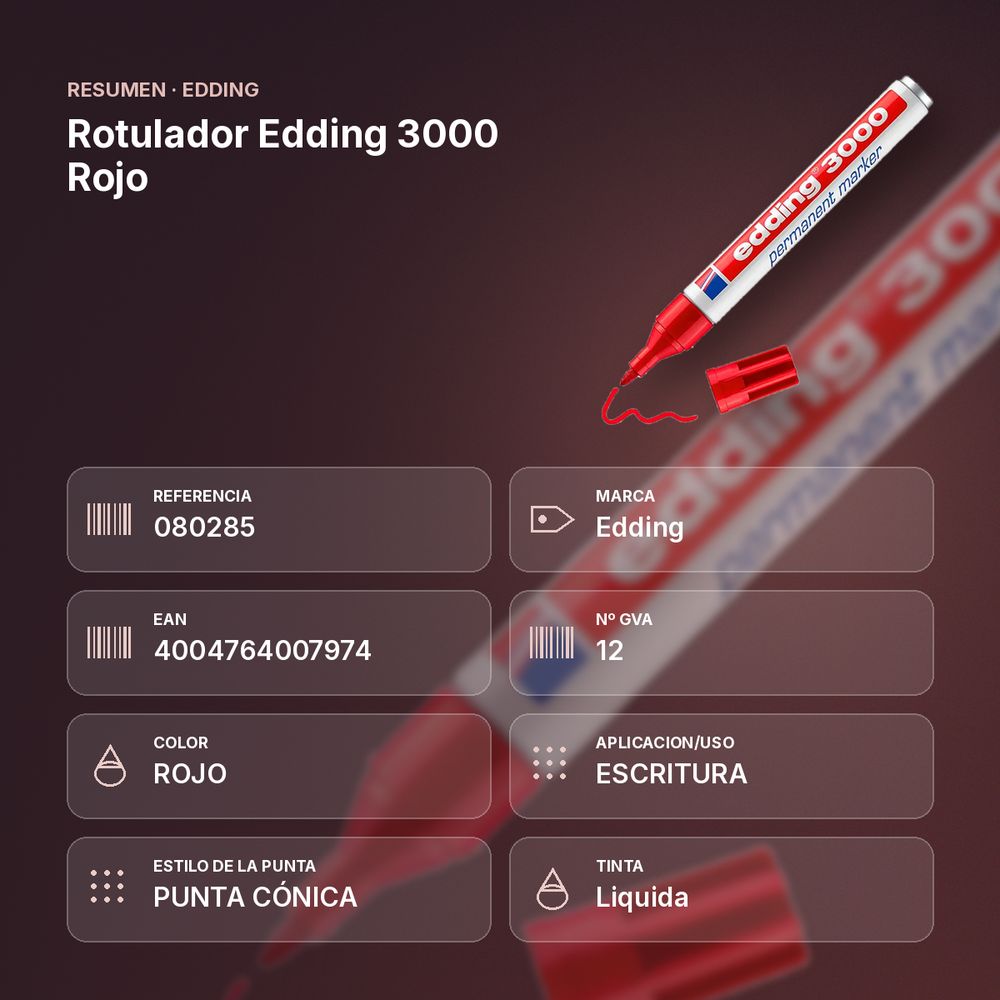 ROTULADOR EDDING 3000 ROJO - resumen de atributos