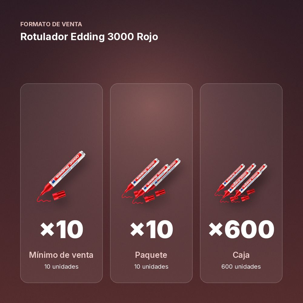 ROTULADOR EDDING 3000 ROJO - formato de venta: paquete de 10, caja de 600