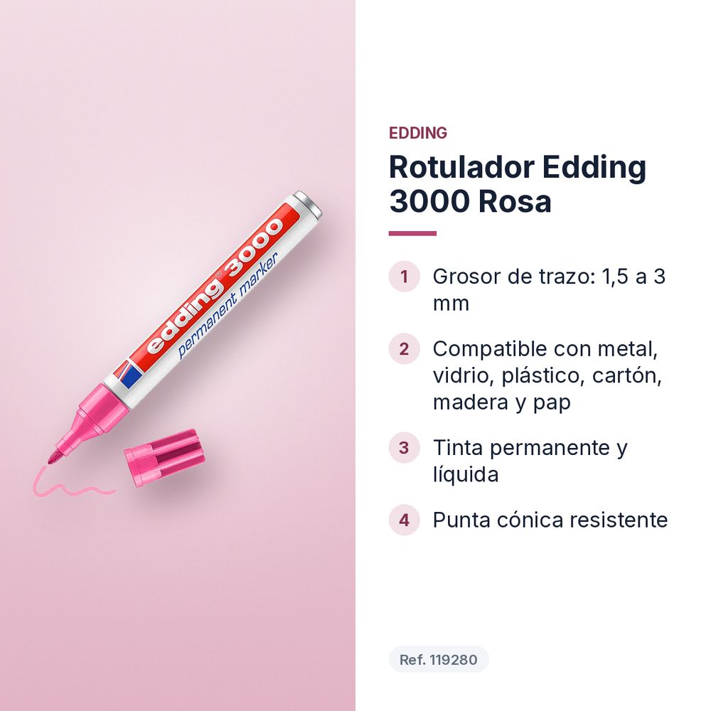 ROTULADOR EDDING 3000 ROSA - características principales