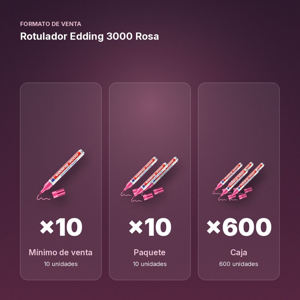 ROTULADOR EDDING 3000 ROSA - formato de venta: paquete de 10, caja de 600