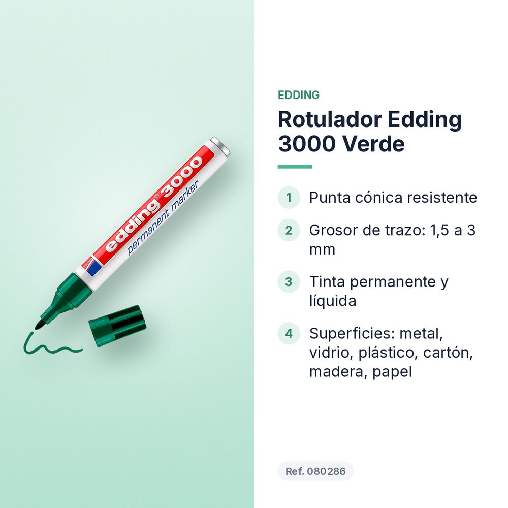 ROTULADOR EDDING 3000 VERDE - características principales