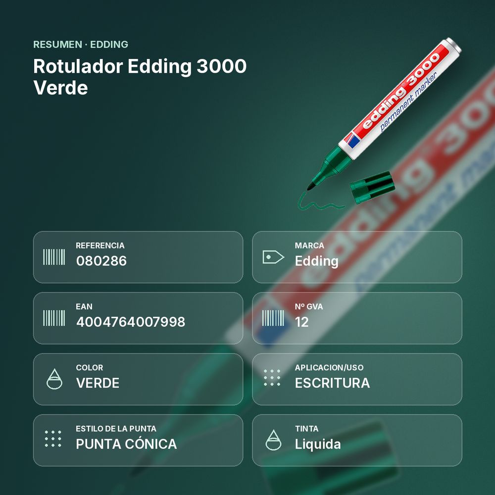 ROTULADOR EDDING 3000 VERDE - resumen de atributos