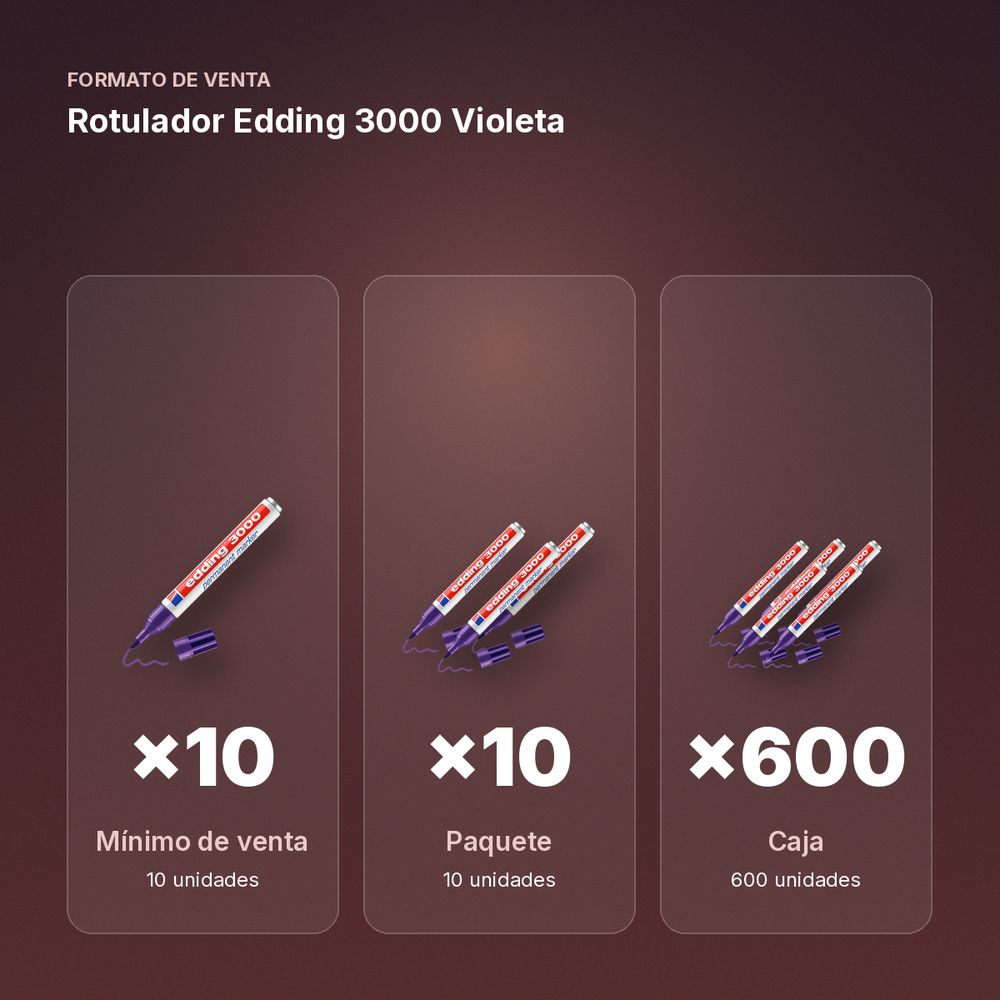 ROTULADOR EDDING 3000 VIOLETA - formato de venta: paquete de 10, caja de 600