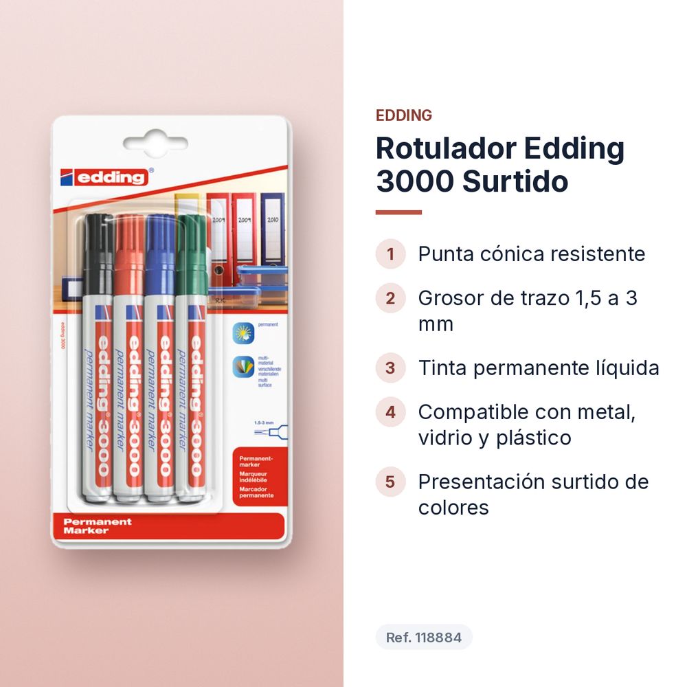 ROTULADOR EDDING 3000 SURTIDO - características principales