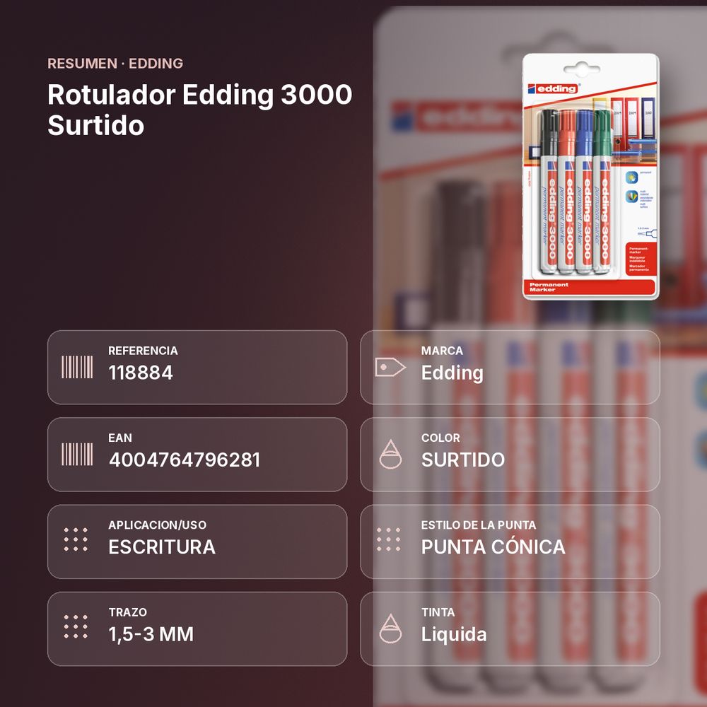 ROTULADOR EDDING 3000 SURTIDO - resumen de atributos