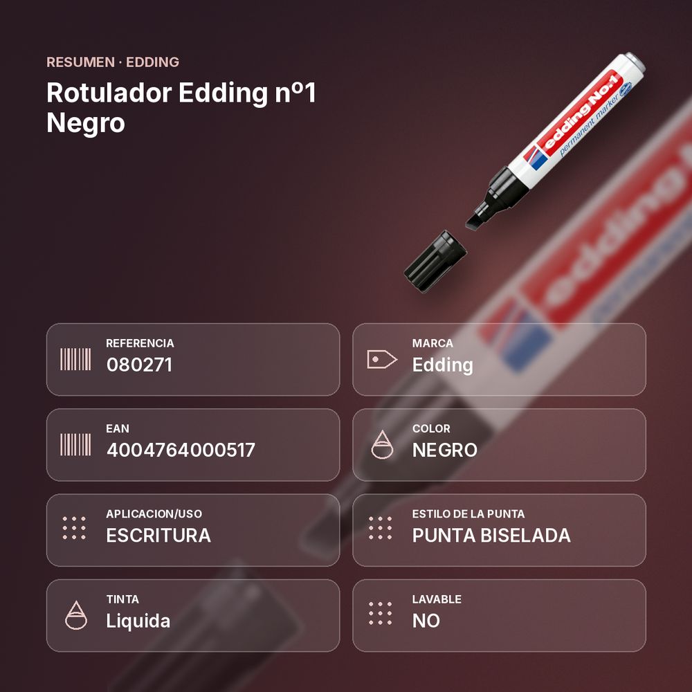 ROTULADOR EDDING Nº1 NEGRO - resumen de atributos