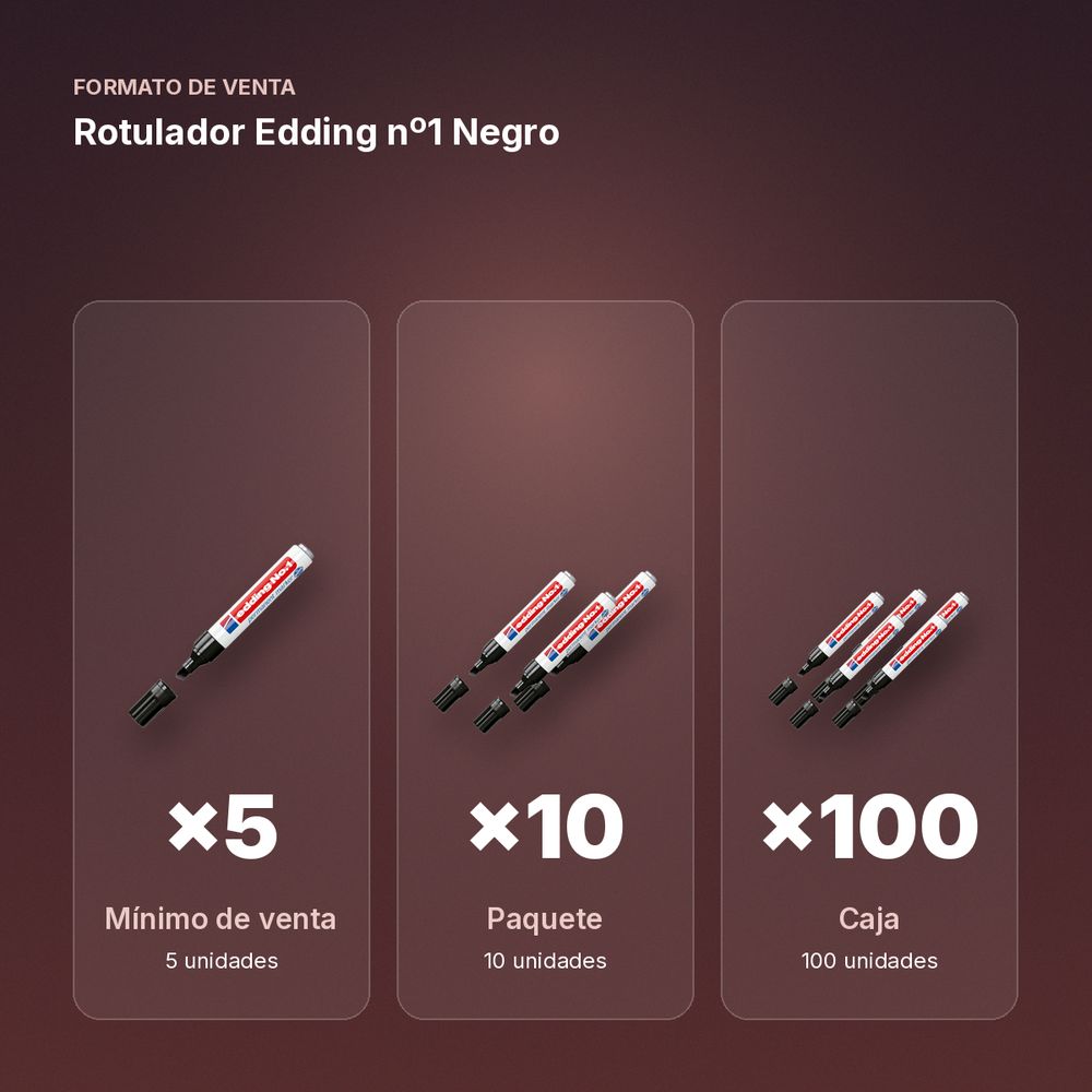 ROTULADOR EDDING Nº1 NEGRO - formato de venta: paquete de 10, caja de 100