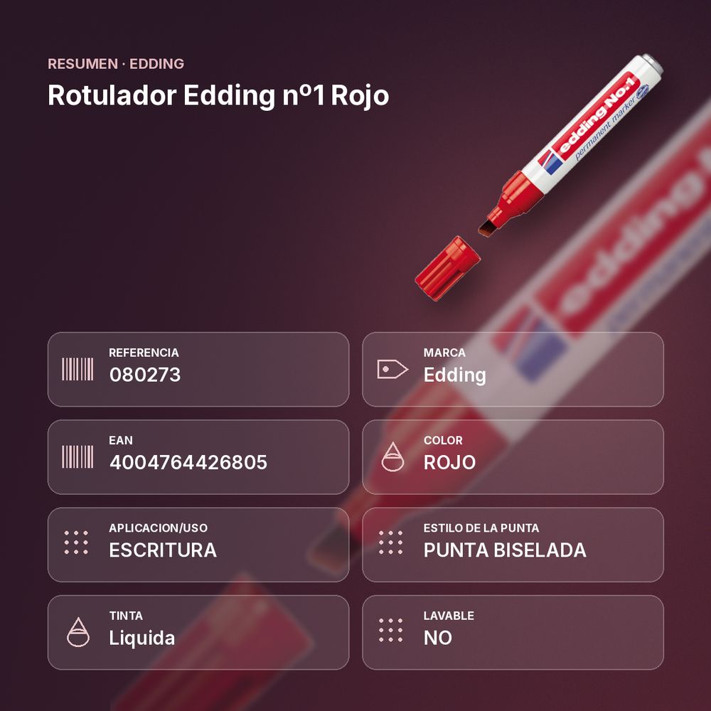 ROTULADOR EDDING Nº1 ROJO - resumen de atributos