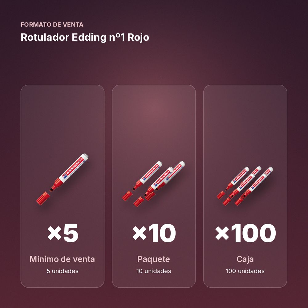 ROTULADOR EDDING Nº1 ROJO - formato de venta: paquete de 10, caja de 100