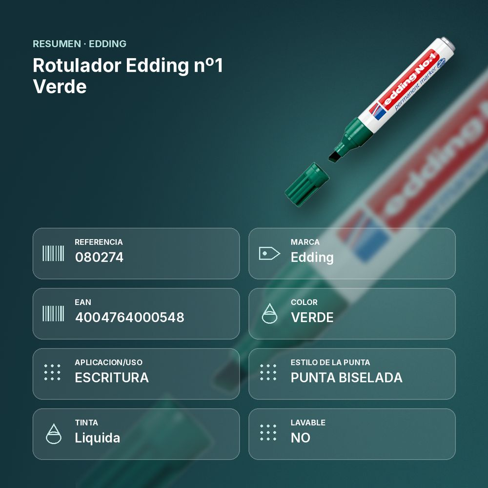ROTULADOR EDDING Nº1 VERDE - resumen de atributos