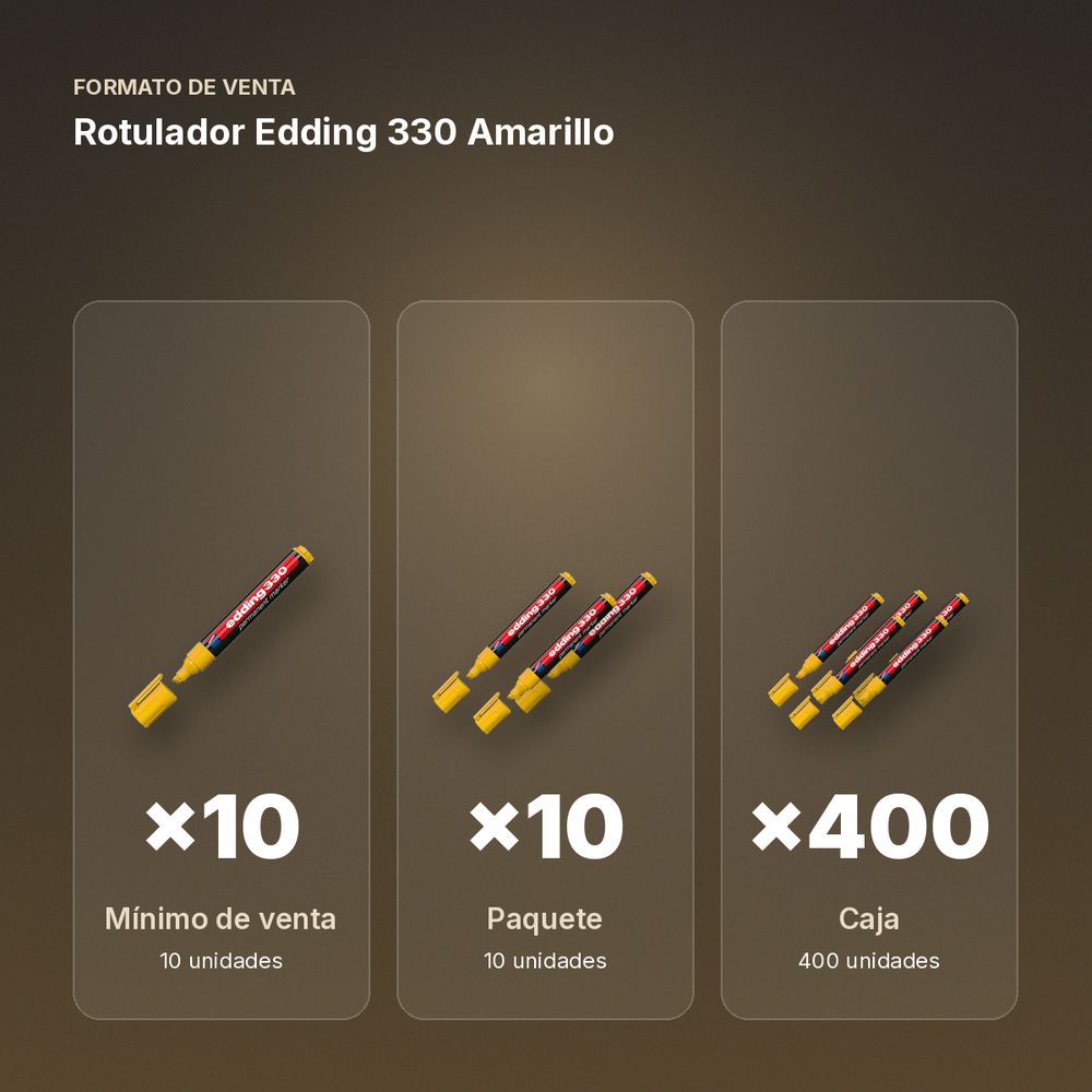 ROTULADOR EDDING 330 AMARILLO - formato de venta: paquete de 10, caja de 400