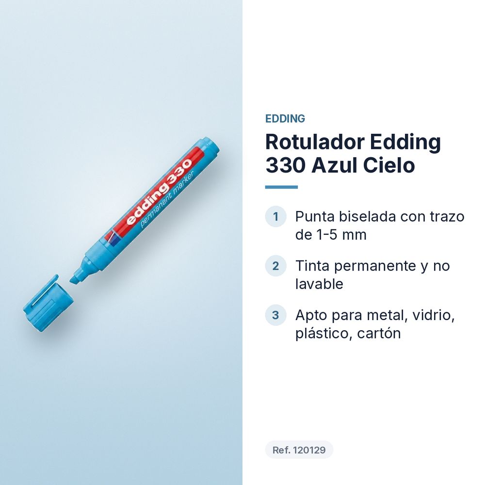 ROTULADOR EDDING 330 AZUL CIELO - características principales