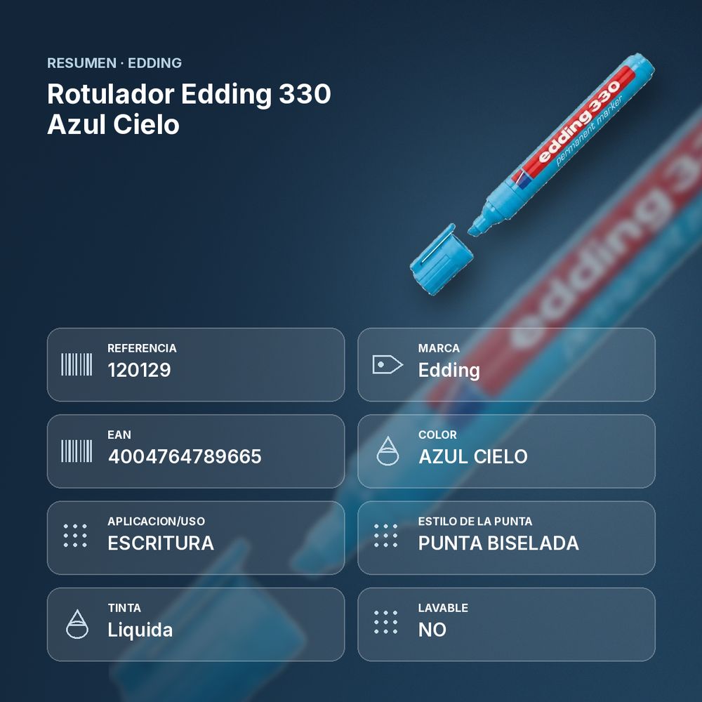ROTULADOR EDDING 330 AZUL CIELO - resumen de atributos