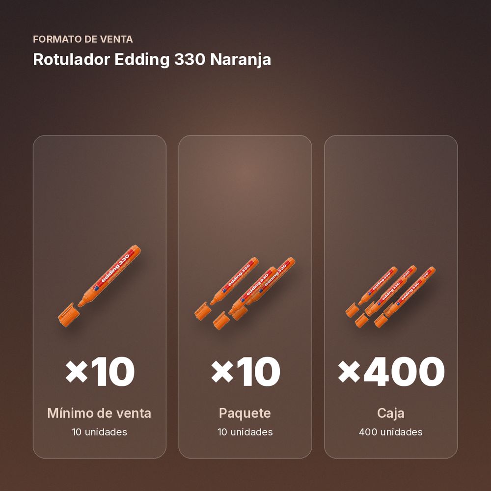 ROTULADOR EDDING 330 NARANJA - formato de venta: paquete de 10, caja de 400