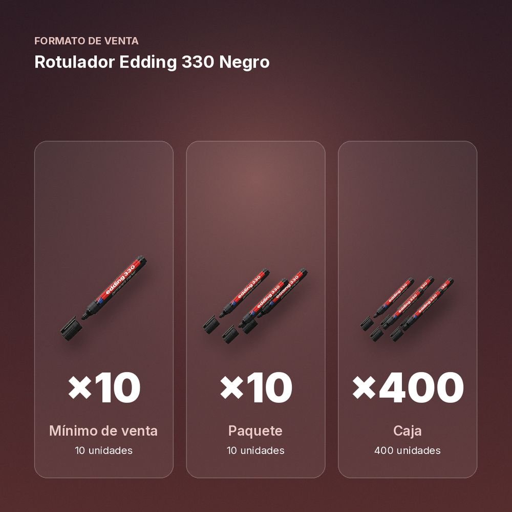 ROTULADOR EDDING 330 NEGRO - formato de venta: paquete de 10, caja de 400