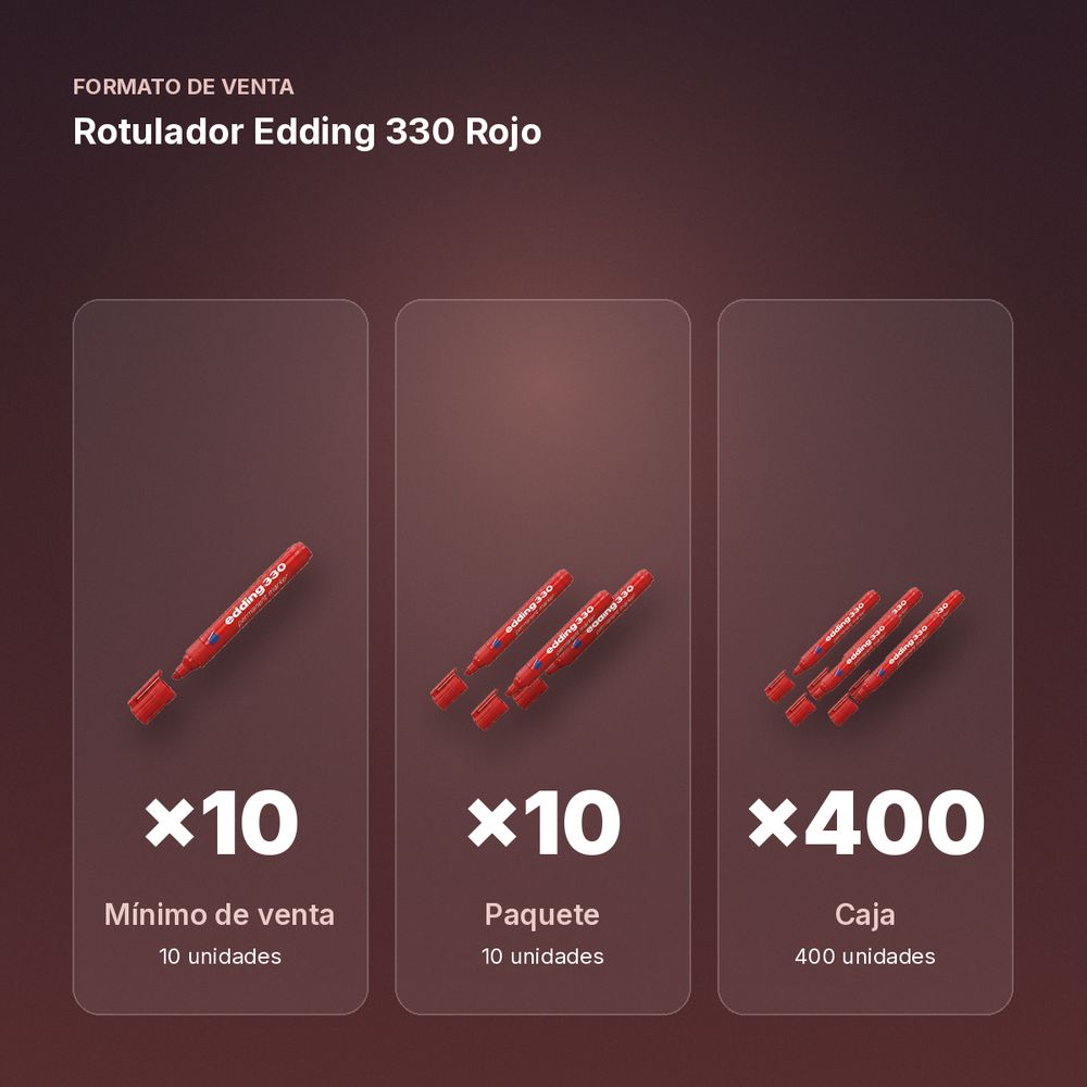 ROTULADOR EDDING 330 ROJO - formato de venta: paquete de 10, caja de 400
