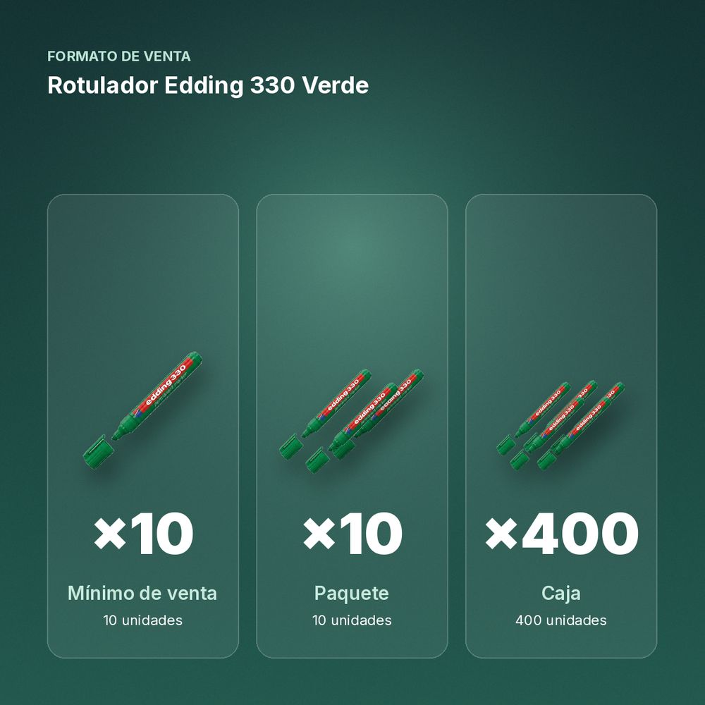 ROTULADOR EDDING 330 VERDE - formato de venta: paquete de 10, caja de 400