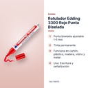 ROTULADOR EDDING 3300 ROJO PUNTA BISELADA  - características principales