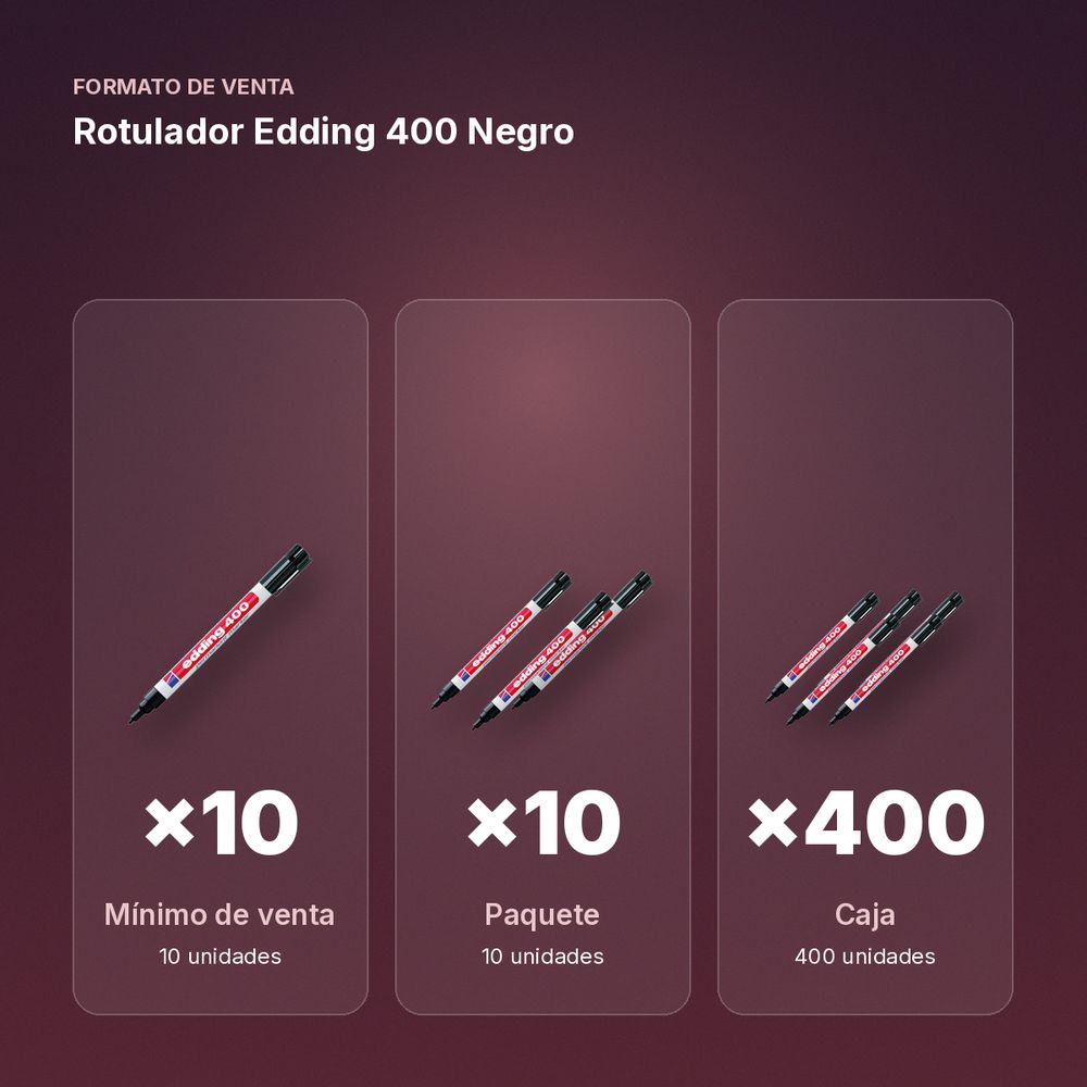 ROTULADOR EDDING 400 NEGRO - formato de venta: paquete de 10, caja de 400
