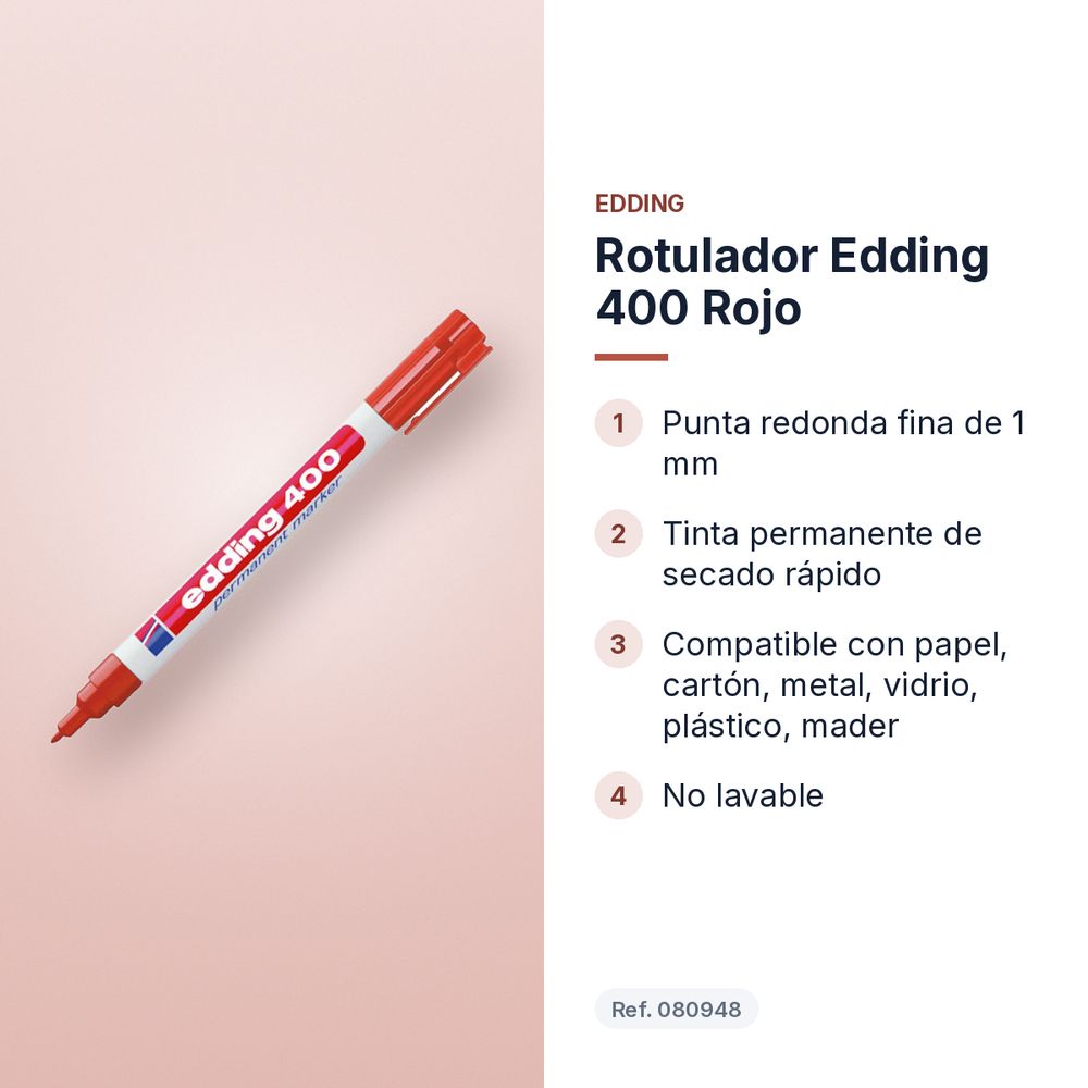 ROTULADOR EDDING 400 ROJO - características principales