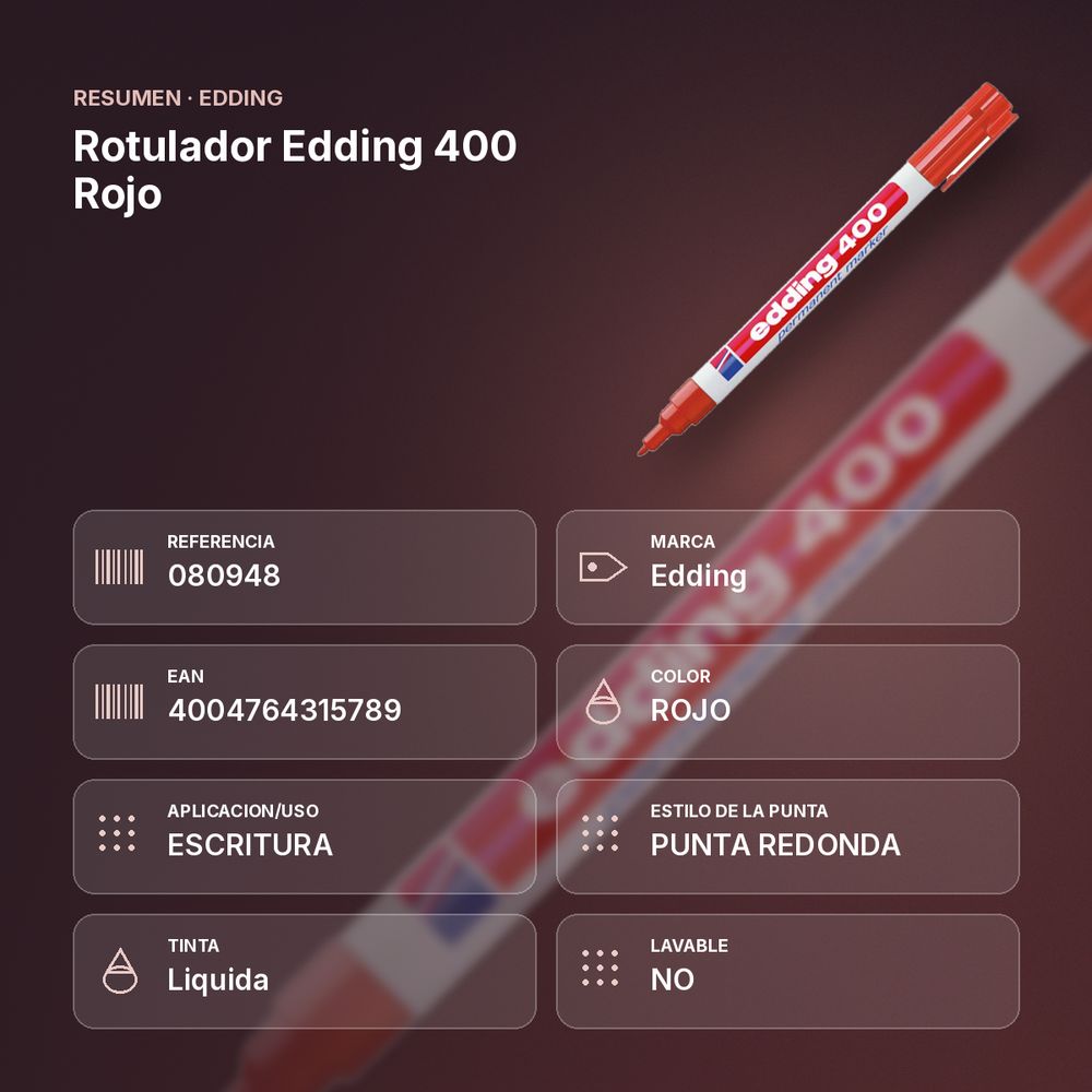 ROTULADOR EDDING 400 ROJO - resumen de atributos