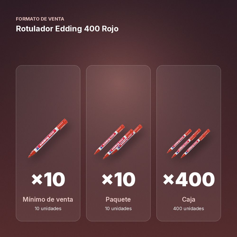 ROTULADOR EDDING 400 ROJO - formato de venta: paquete de 10, caja de 400