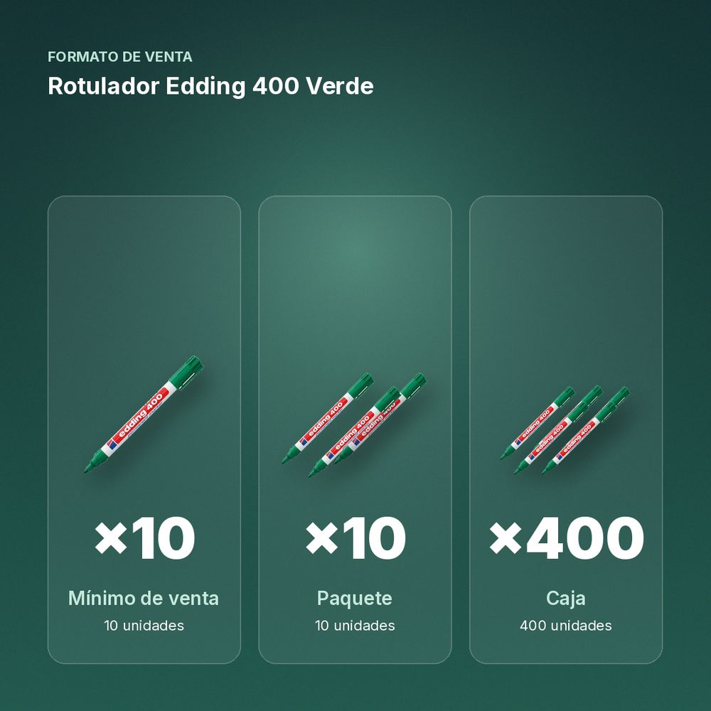 ROTULADOR EDDING 400 VERDE - formato de venta: paquete de 10, caja de 400