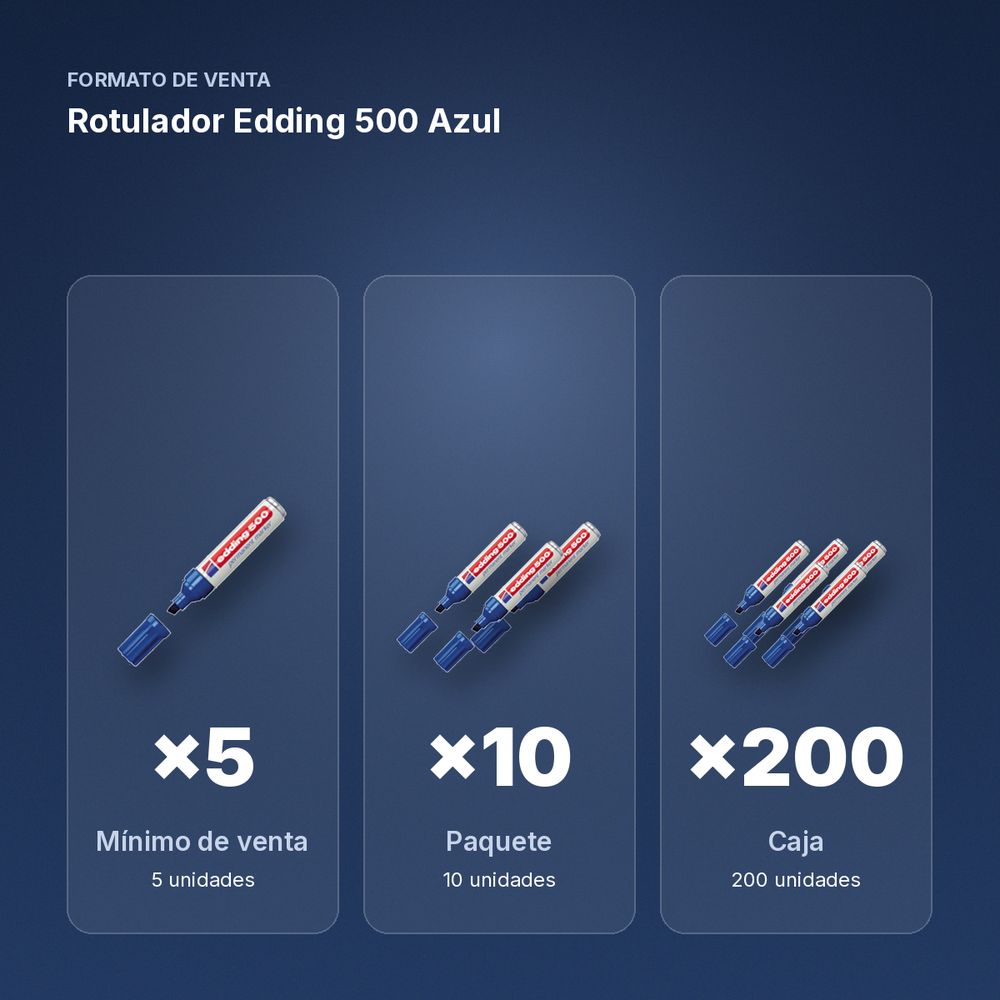 ROTULADOR EDDING 500 AZUL - formato de venta: paquete de 10, caja de 200