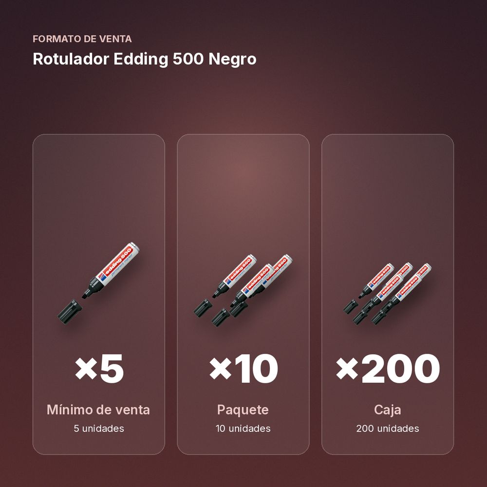 ROTULADOR EDDING 500 NEGRO - formato de venta: paquete de 10, caja de 200